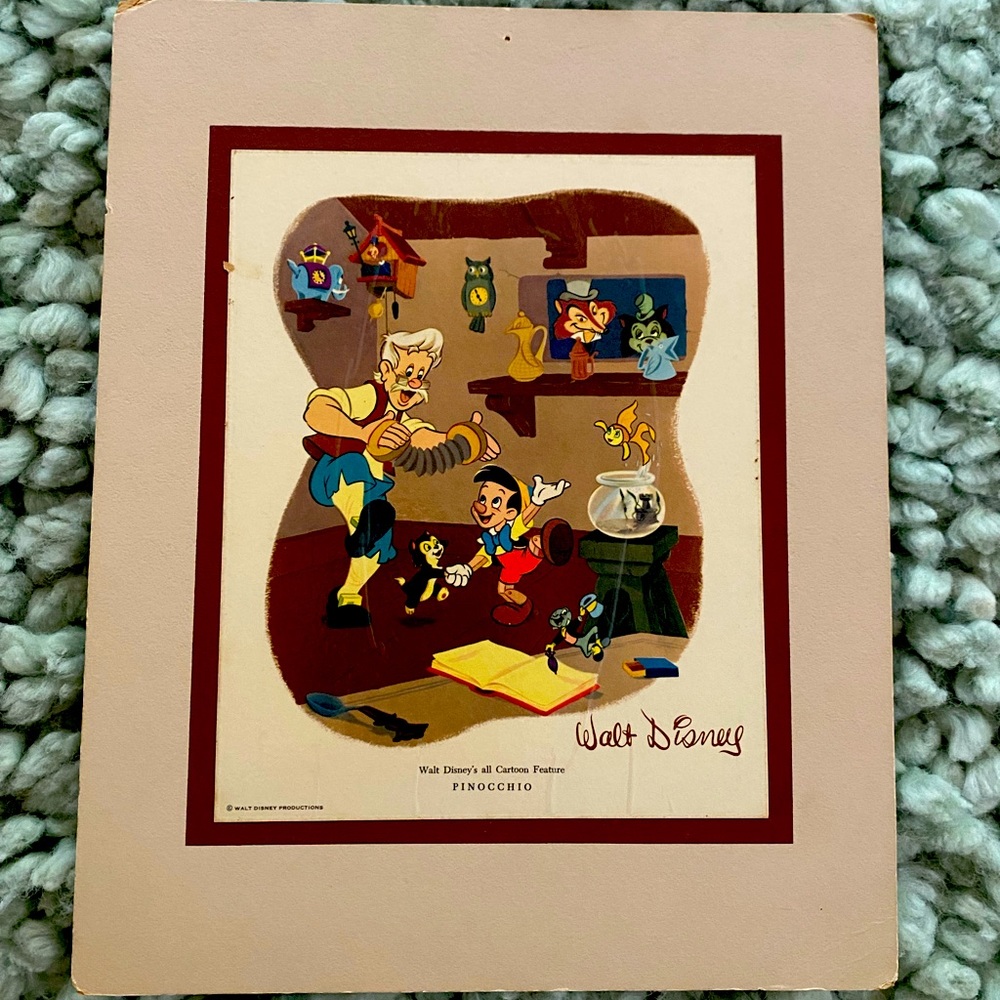 Rare Vintage (1940s) Disney Print - Pinocchio
